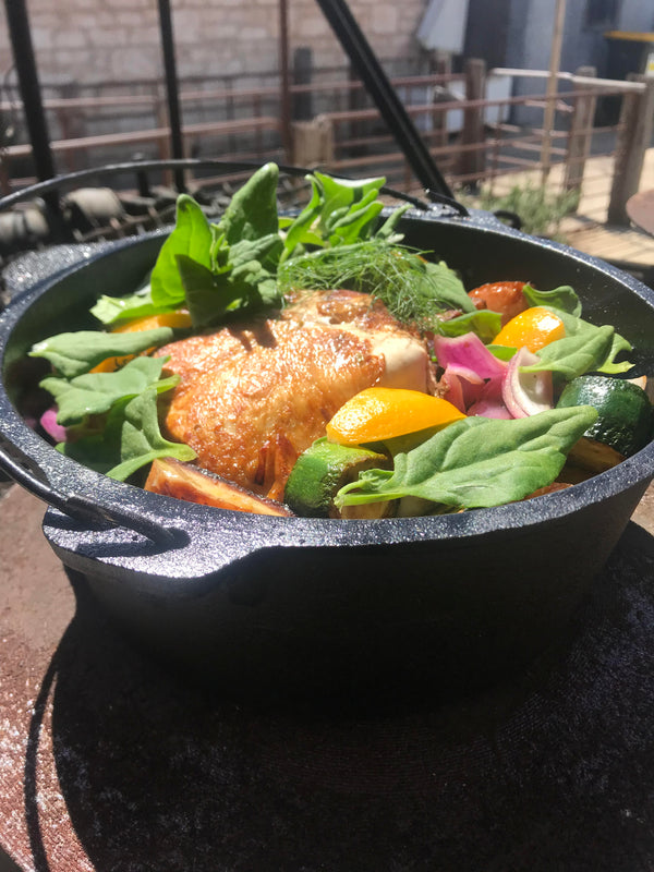 Camp oven meal for campers and glampers