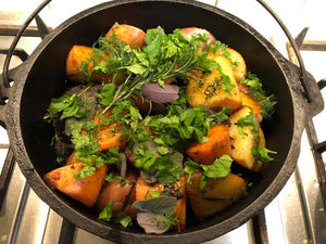 Camp oven meal for campers and glampers