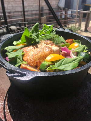 Camp oven meal for campers and glampers